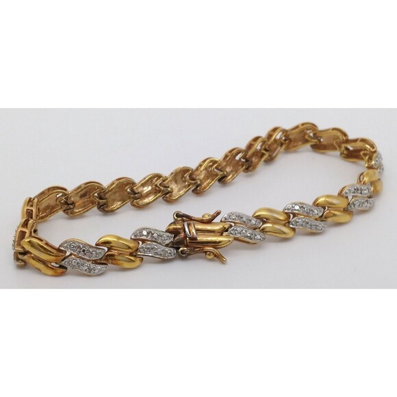 Gold Vermeil Over Sterling Silver Link Bracelet 7.5" Stamped 925 China Elegant - Picture 12 of 17